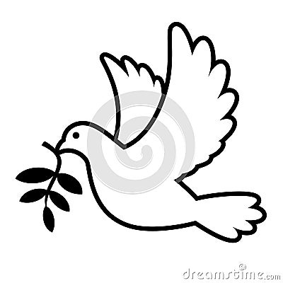 Dove carrying olive branch Vector Illustration