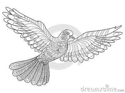 Dove coloring vector for adults Vector Illustration