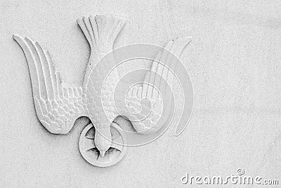 Dove Pentacost Religious Symbol on White Background Stock Photo