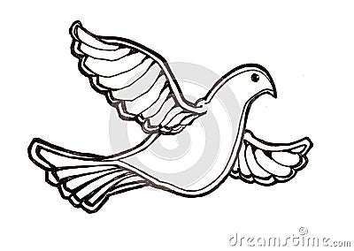 Dove in flight Cartoon Illustration