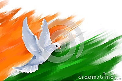 Dove flying on Indian Flag for Indian Republic Day Vector Illustration