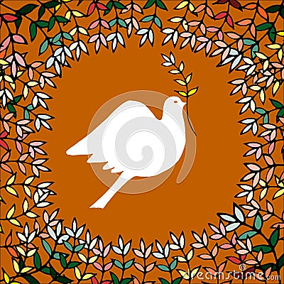 Dove holding a branch Vector Illustration