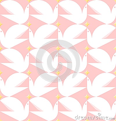 Dove holding star. Flat style vector seamless pattern with white Vector Illustration