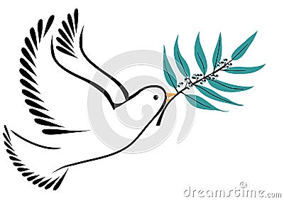 Dove with olive branch Vector Illustration