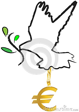 Dove with olive branch euro crisis Vector Illustration