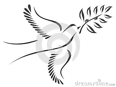 Dove with olive branch Vector Illustration