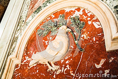 Dove of peace. This is element of decor St. Peter`s Basilica Editorial Stock Photo