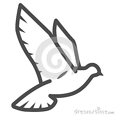 Dove of peace line icon, world peace concept, bird sign on white background, flying dove icon in outline style for Vector Illustration