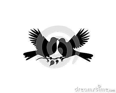 Dove peacemaker silhouette, vector Cartoon Illustration