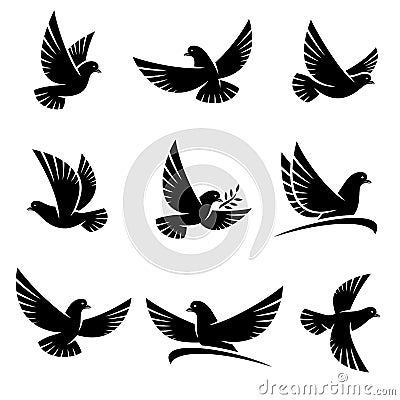 Dove set. Vector Vector Illustration