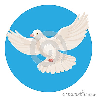 Dove of white color symbol of peace isolated in circle Vector Illustration