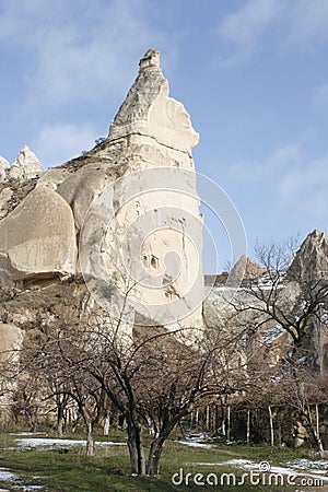 Dovecotes in Cappadocia in Winter Stock Photo