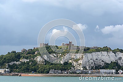 Dover Castle and the white cliffs Stock Photo