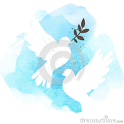 Doves on blue background Vector Illustration