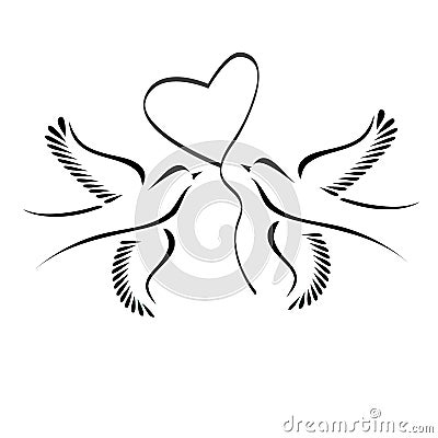 Doves With Heart Stock Vector - Image: 44857492