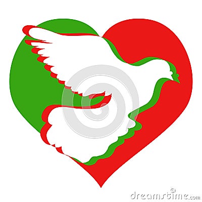 Doves Heart logo Vector Illustration