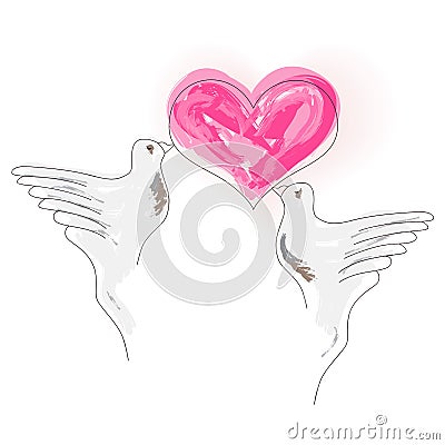 Doves. vector image - Valentines Vector Illustration