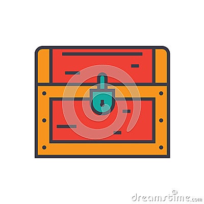 Dower, chest flat line illustration, concept vector isolated icon Vector Illustration