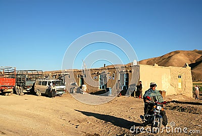 An Afghan teahouse at a truck stop in Dowlatyar, Ghor Province, Afghanistan Editorial Stock Photo
