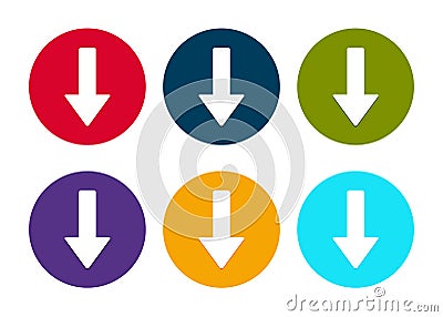 Down arrow icon modern flat round button set illustration Vector Illustration