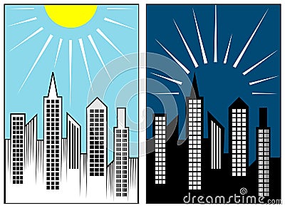 Down lighting and up lighting Vector Illustration