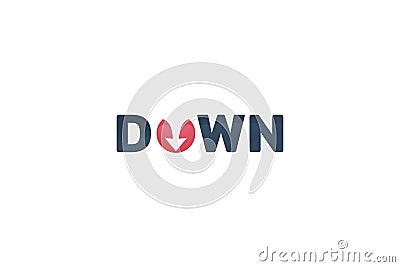 down logo with a combination of down lettering with a down arrow on the letter o Vector Illustration