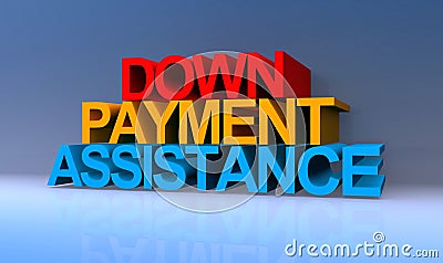 Down payment assistance on blue Stock Photo