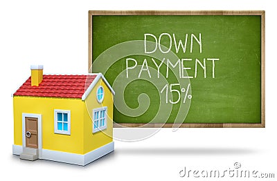 Down payment 15 percent on Blackboard with 3d Stock Photo