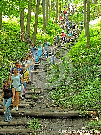 Down stairs on a slope Editorial Stock Photo