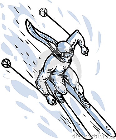 Downhill skier skiing Stock Photo