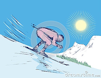 Downhill skiing Stock Photo