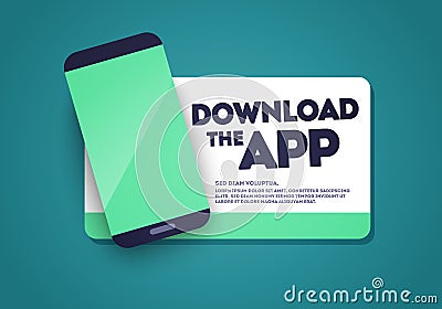 Vector Download The App Sticker with Phone and Screenshot Space Vector Illustration