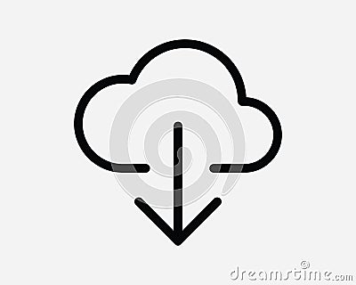 Download Cloud Icon. Data Storage Network Database Web Server. Black White Outline Arrow Sign Symbol EPS Vector Vector Illustration