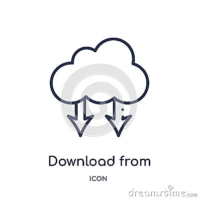 download from the cloud icon from the cloud icon from user interface outline collection. Thin line download from the cloud icon Vector Illustration