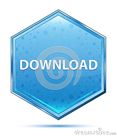 Download crystal blue hexagon button Stock Photo