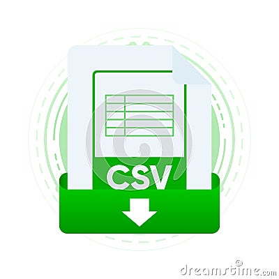 Download CSV file with label on laptop screen. Downloading document concept. View, read, download CSV file on laptops Vector Illustration