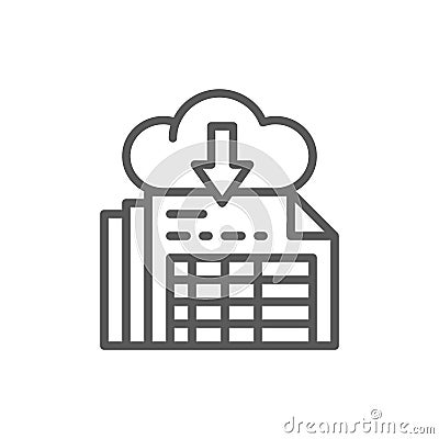 Download documents, cloud storage line icon. Vector Illustration