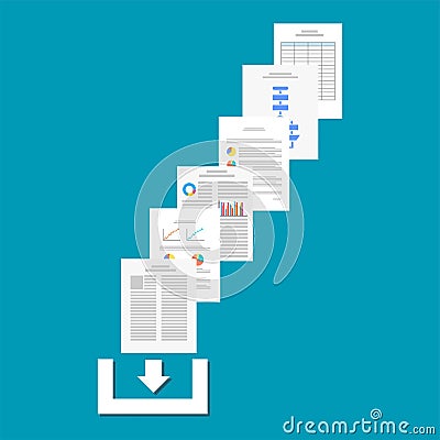 Download documents or files from internet. Download process concept Vector Illustration