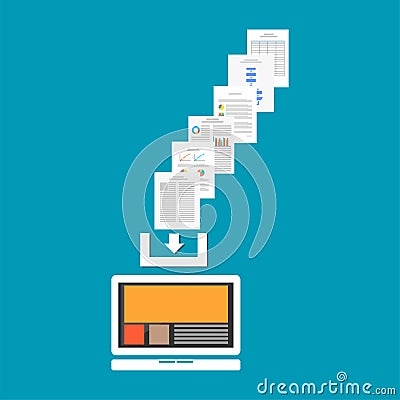 Download documents or files from internet. Download process concept Vector Illustration