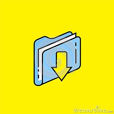 Download folder line icon Vector Illustration