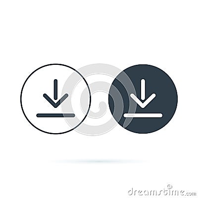 Download icon. Downloading vector icon. Save to computer symbol, Solid and line icons set for upload option. Arrow down Vector Illustration