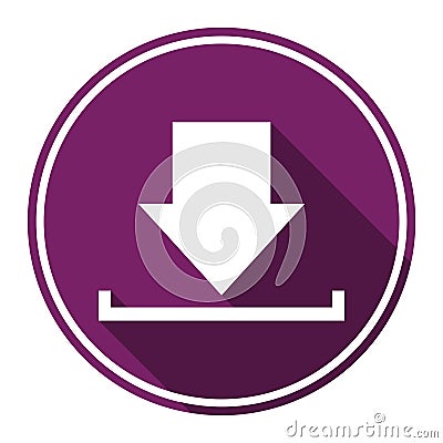 Download icon, Upload button, Load symbol with long shadow Stock Photo