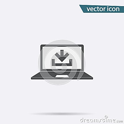 Download icon vector. Flat downgrade symbol isolated on white background. Trendy internet concept. M Vector Illustration