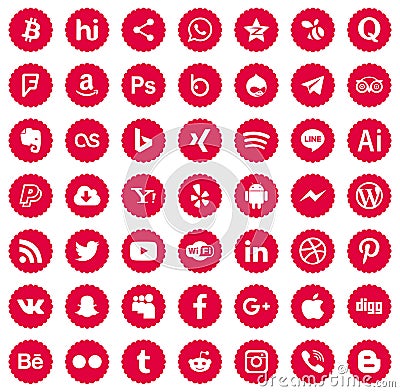 Icons social media Colors eps10 Vectors Vector Illustration