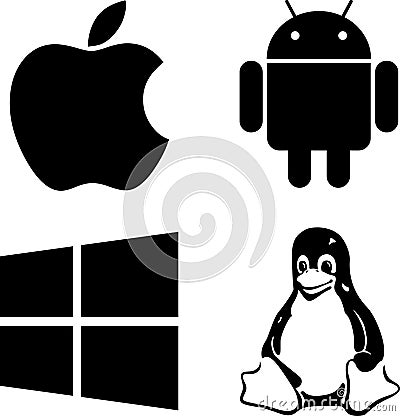 Logos Windows Linux Android Apple Vector Illustration