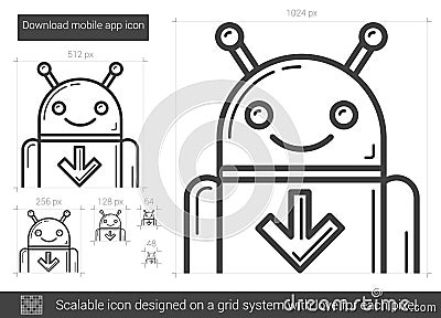 Download mobile app line icon. Vector Illustration