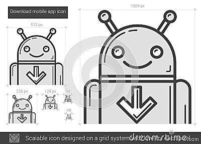 Download mobile app line icon. Vector Illustration