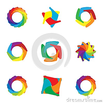 Download page colorful icons set, cartoon style Vector Illustration