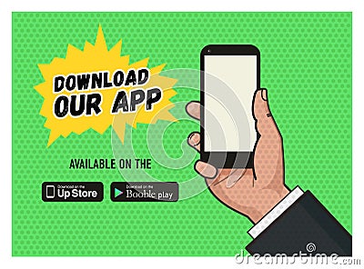 Download page of the mobile messaging app Cartoon Illustration