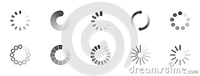 Download sign set. Load icons set. Load system. Data load. Loading bar Vector Illustration